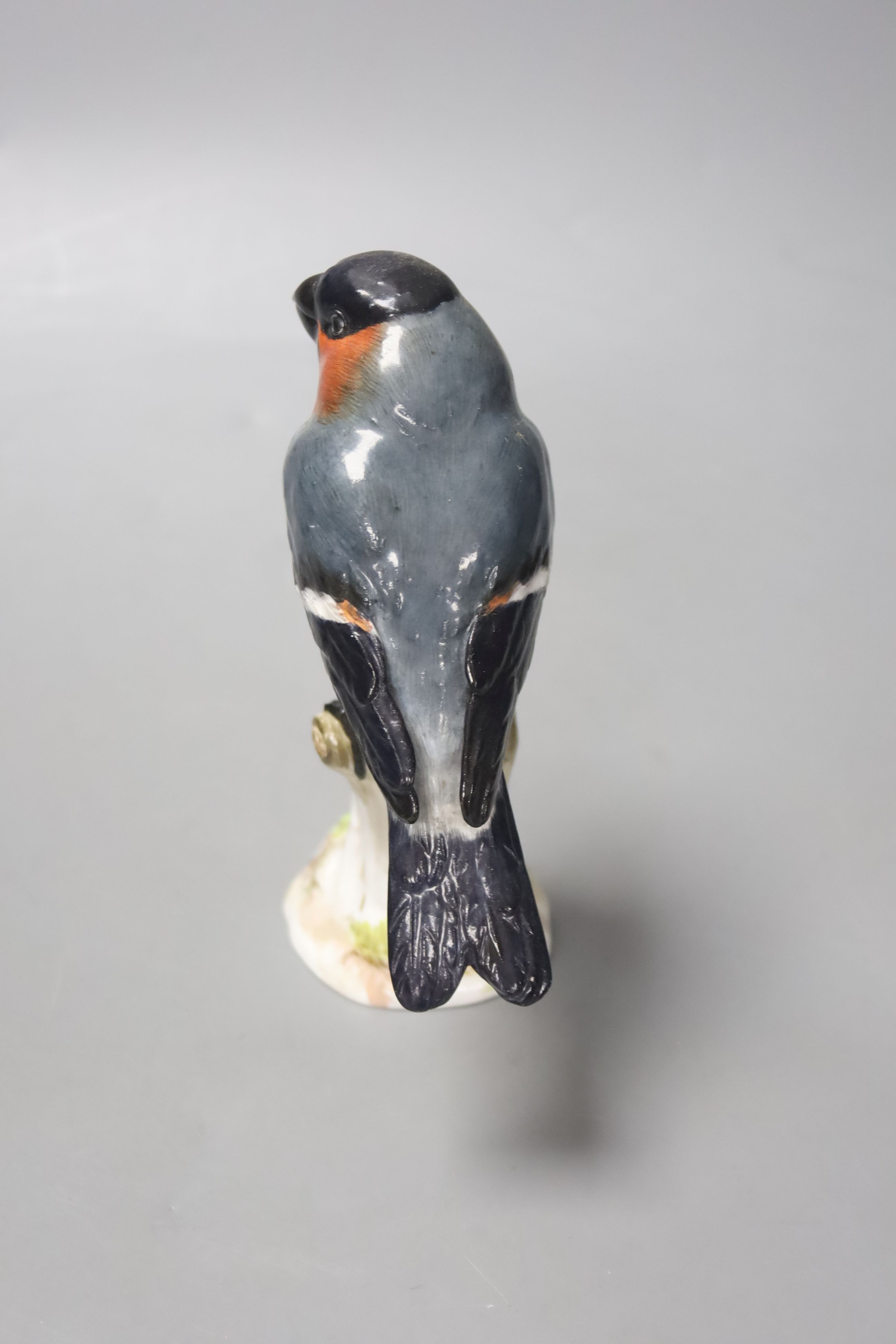 A late 19th century Meissen figure of a bullfinch, height 14.5cm